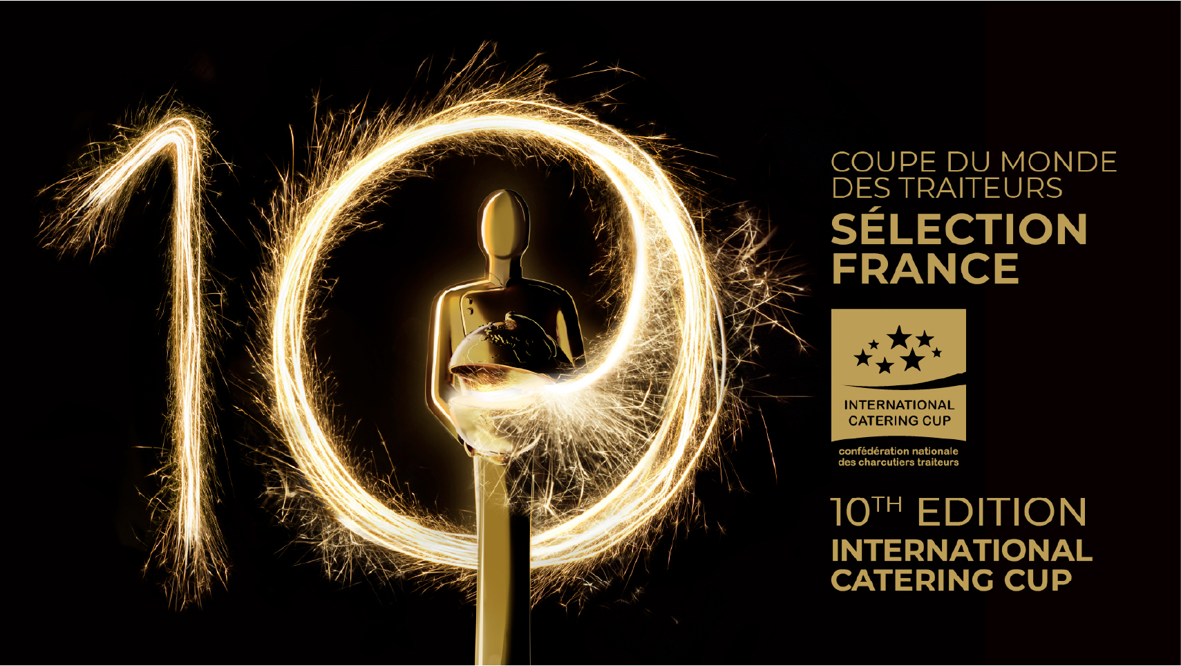 Visuel anniversaire 10eme edition de la coupe du monde des traiteurs finale en 2027 concu et réalisé par les Gauchers Studio.